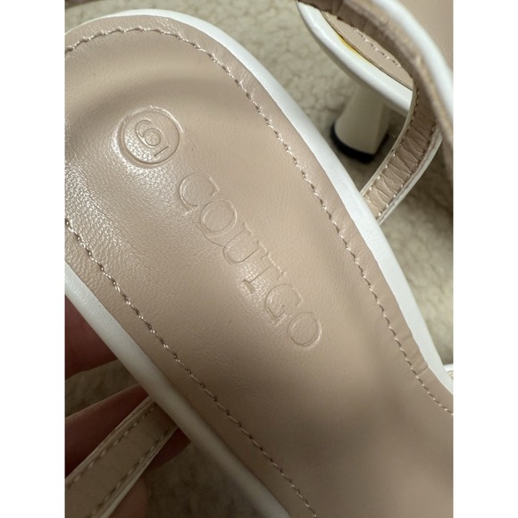 Coutgo Womens Kitten Heels Slingback Pumps Closed‎ Pointed Toe Two Tone Ankle 6 - Picture 10 of 10